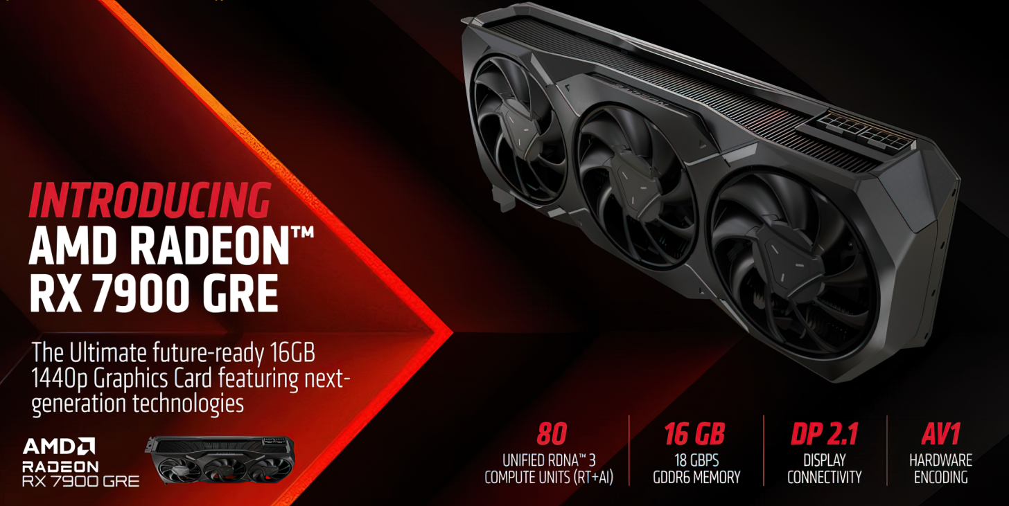 AMD Radeon RX 7900 GRE: 16GB RAM giá 549 USD, vừa bán ra trên toàn thế giới